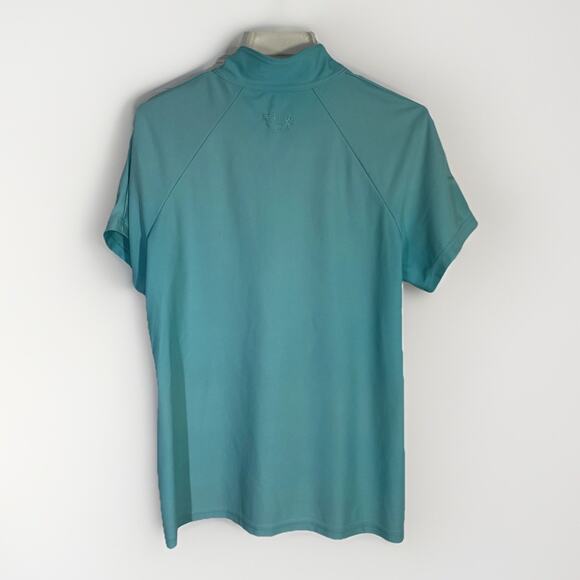 Tzu Tzu Womens Quarter Zip Shirt Short Sleeve Golf Tennis Aqua Blue XL - Picture 2 of 3